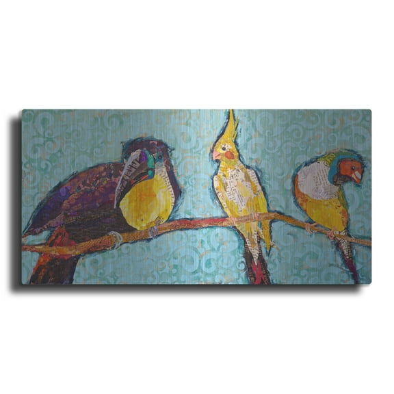 Luxe Metal Art 'Birds on a Wire' by St. Hilaire Elizabeth, Metal Wall Art, 24"x12"
