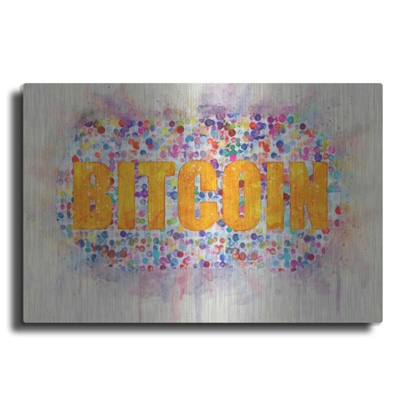Luxe Metal Art 'Bitcoin Era 2' by Surma and Guillen, Metal Wall Art, 16"x12"