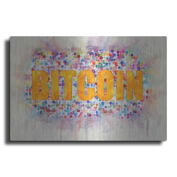 Luxe Metal Art 'Bitcoin Era 2' by Surma and Guillen, Metal Wall Art, 24"x16"