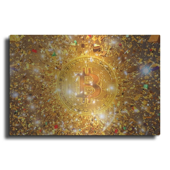 Luxe Metal Art 'Bitcoin Gilt', Metal Wall Art, 16"x12"
