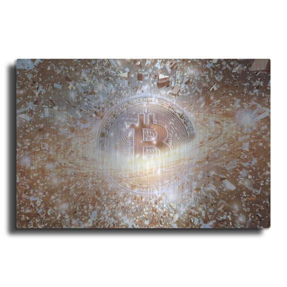 Luxe Metal Art 'Bitcoin Ice,' Metal Wall Art, 16"x12"
