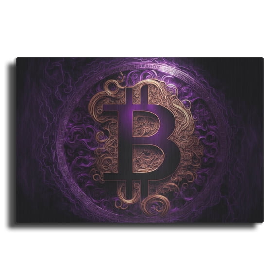 Luxe Metal Art 'Bitcoin Realm' by Epic Portfolio, Metal Wall Art, 16"x12"