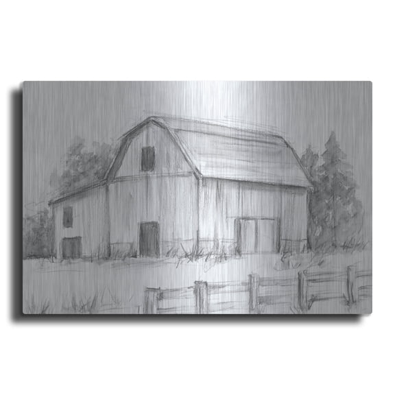 Luxe Metal Art 'Black And White Barn Study 2'  by Ethan Harper Metal Wall Art, 36" x 24"