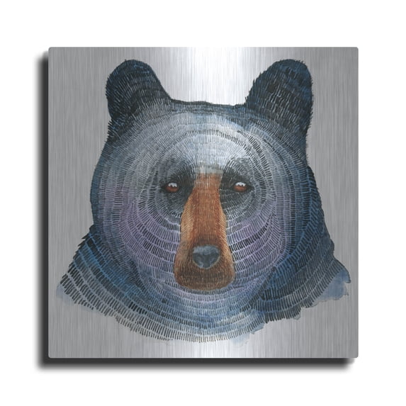 Luxe Metal Art ' Black Bear' by Jeannine Saylor, Metal Wall Art, 12"x12"