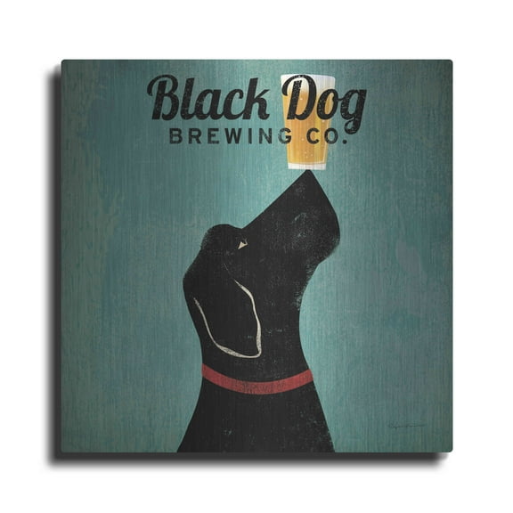 Luxe Metal Art 'Black Dog Brewing Co Square' by Ryan Fowler, Metal Wall Art, 36"x36"