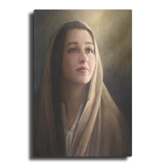 Luxe Metal Art 'Blessed Art Thou' by Howard Lyon, Metal Wall Art, 12"x16"