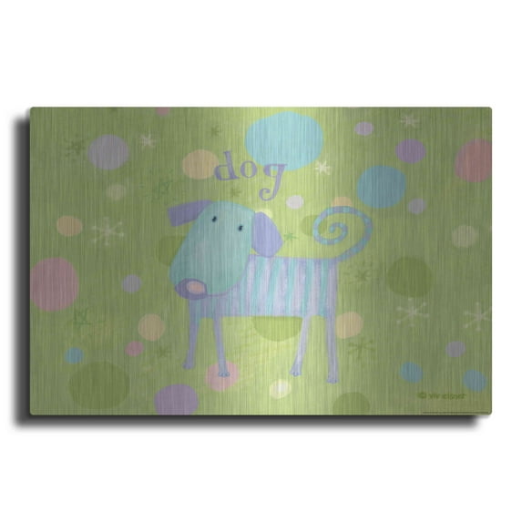 Luxe Metal Art 'Blue Dog' by Viv Eisner, Metal Wall Art, 16"x12"