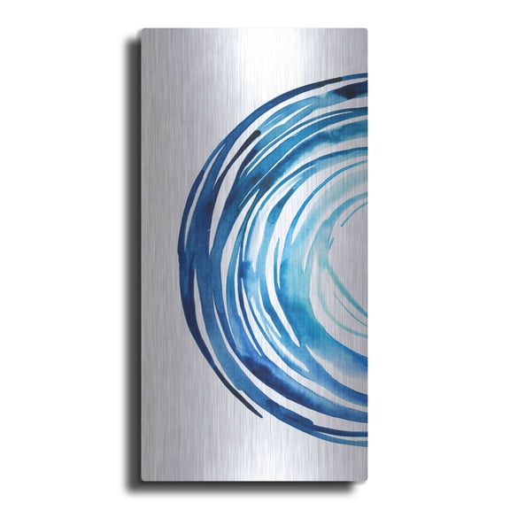 Luxe Metal Art 'Blue Vortex I' by Grace Popp Metal Wall Art, 12"x24"
