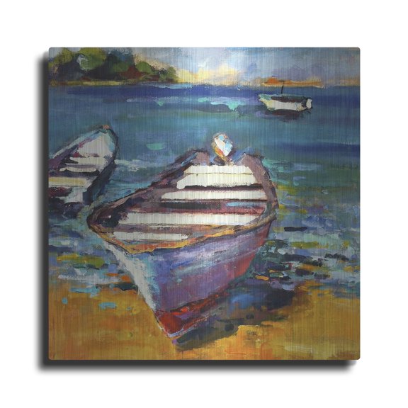 Luxe Metal Art ' Boat' by Page Pearson Railsback, Metal Wall Art, 12"x12"