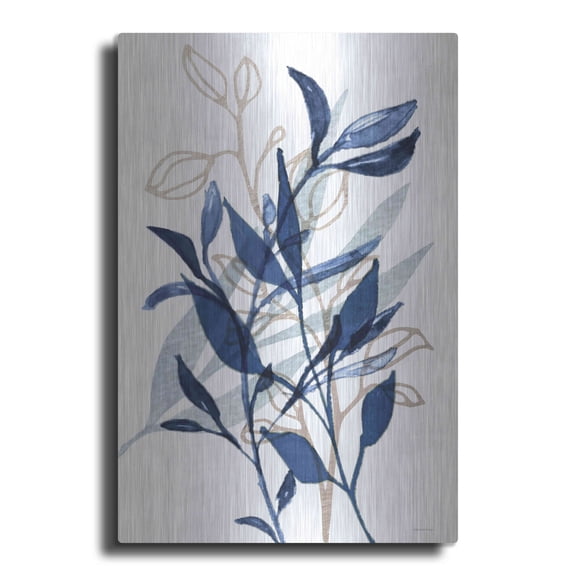 Luxe Metal Art 'Botanical Blues I' by Bluebird Barn, Metal Wall Art, 12"x16"