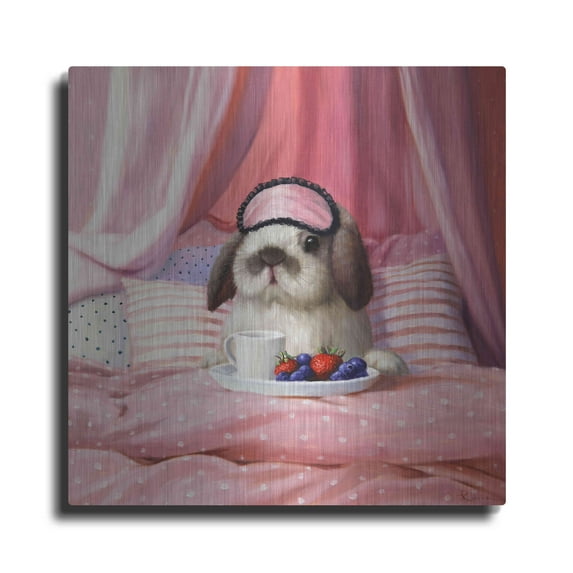 Luxe Metal Art 'Breakfast In Bed' by Lucia Heffernan, 12"x12"