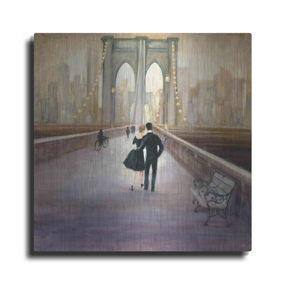Luxe Metal Art 'Bridge to New York' by Julia Purinton, Metal Wall Art, 36"x36"