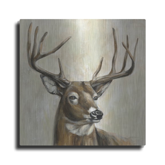 Luxe Metal Art 'Bronze Deer' by Silvia Vassileva, Metal Wall Art, 36" x 36"