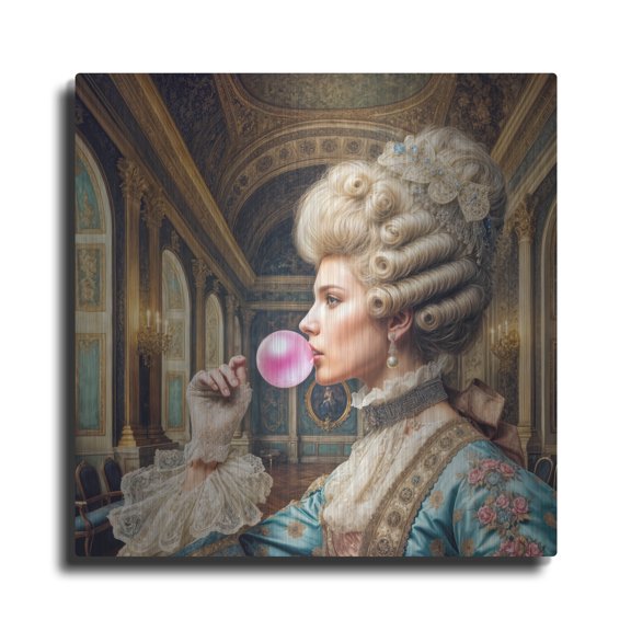 Luxe Metal Art 'Bubble Gum Queen' by Rey Klimt Metal Wall Art, 24" x 24"
