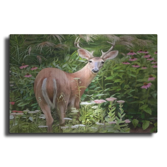 Luxe Metal Art 'Buck In The Garden'  by Art and a Little Magic Metal Wall Art, 16" x 12"