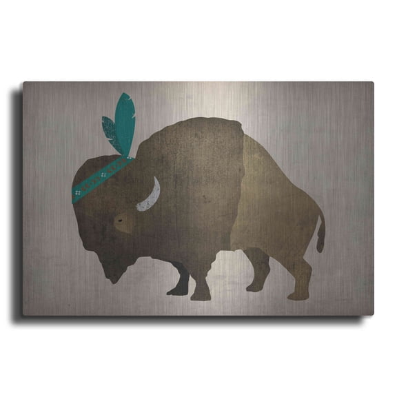 Luxe Metal Art 'Buffalo Bison III' by Ryan Fowler, Metal Wall Art, 16"x12"