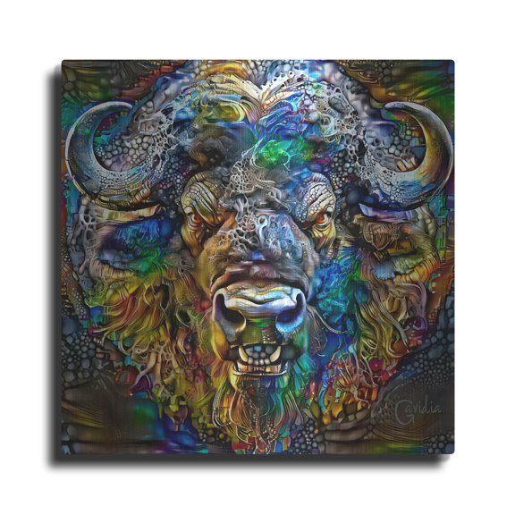 Luxe Metal Art 'Buffalo Bison' by Pedro Gavidia Metal Wall Art, 24" x 24"