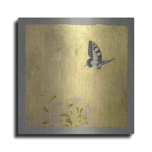 Luxe Metal Art 'Butterfly L' by Zigen Tanabe, Metal Wall Art, 12"x12"