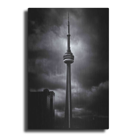 Luxe Metal Art 'CN Tower Toronto Canada No 6' by Brian Carson, Metal Wall Art, 16"x24"
