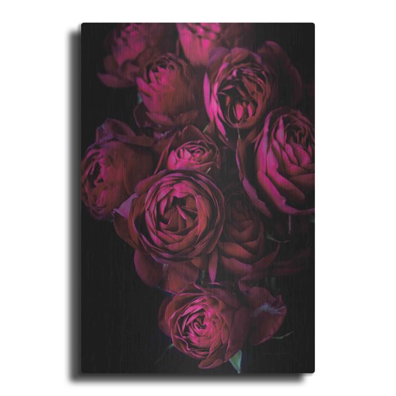 Luxe Metal Art 'Cabbage Roses' by Elise Catterall, Metal Wall Art, 24"x36"
