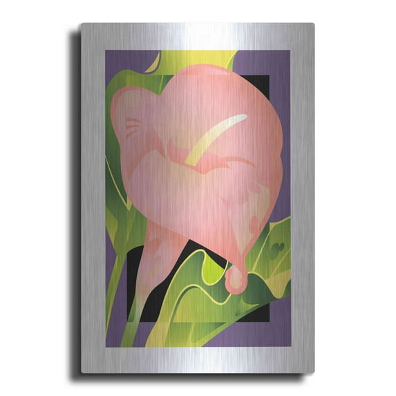 Luxe Metal Art 'Calla Pink' by David Chestnutt, Metal Wall Art, 16"x24"
