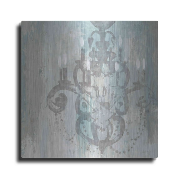 Luxe Metal Art 'Candelabra Teal II' by James Wiens, Metal Wall Art, 12"x12"
