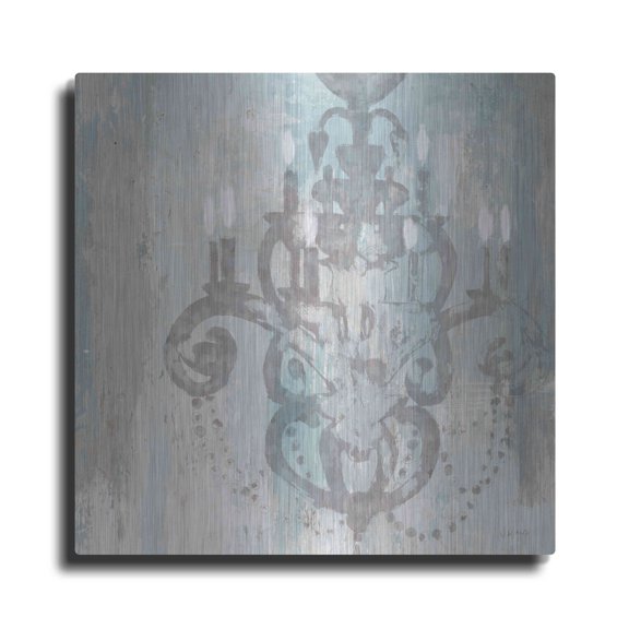 Luxe Metal Art 'Candelabra Teal II' by James Wiens, Metal Wall Art, 24"x24"