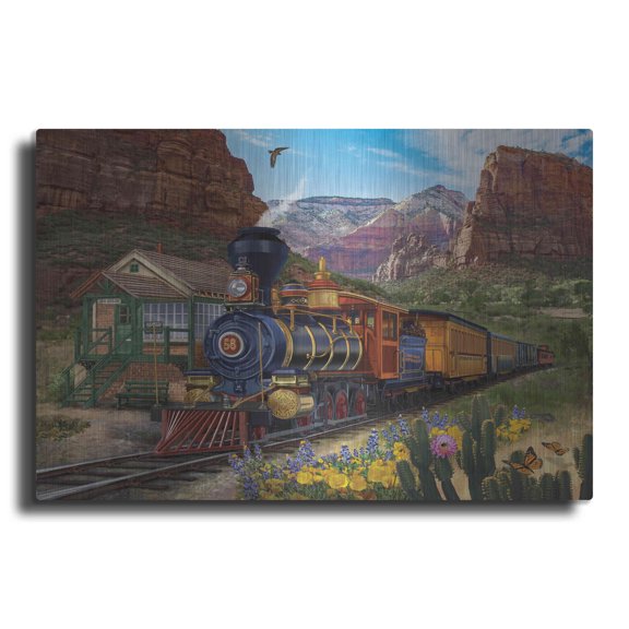 Luxe Metal Art 'Canyon Express' by Bigelow Illustrations, Metal Wall Art, 16"x12"