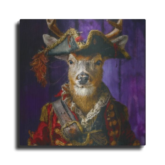 Luxe Metal Art 'Captain Antler'  by Sean Parnell Metal Wall Art, 24" x 24"