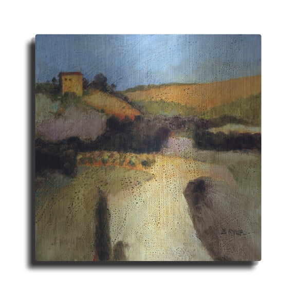 Luxe Metal Art 'Castello Pastine 1' by J. E. Knauf, Metal Wall Art, 12"x12"