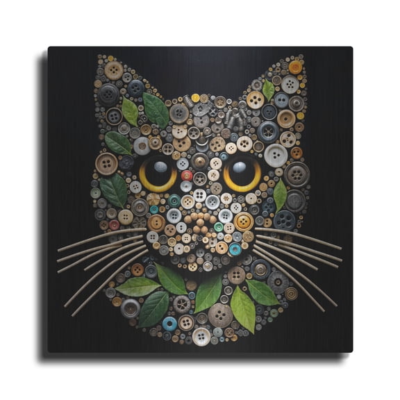 Luxe Metal Art 'Cat Collage' by Rey Klimt Metal Wall Art, 12" x 12"