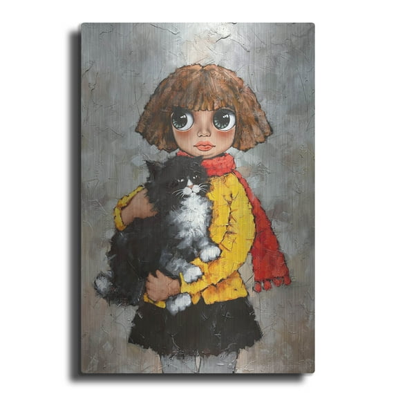 Luxe Metal Art 'Charlie the Cat' by Alexander Gunin, Metal Wall Art, 12"x16"