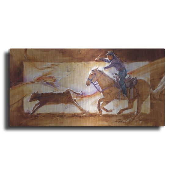 Luxe Metal Art 'Chasin' Em Down' by J. E. Knauf, Metal Wall Art, 48"x24"