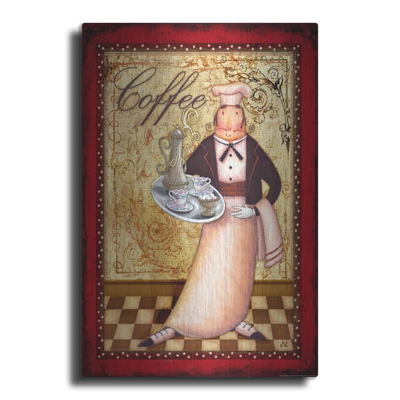 Luxe Metal Art 'Chef 1 Coffee' by Viv Eisner, Metal Wall Art, 12"x16"