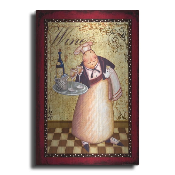 Luxe Metal Art 'Chef 4 Wine' by Viv Eisner, Metal Wall Art, 12"x16"