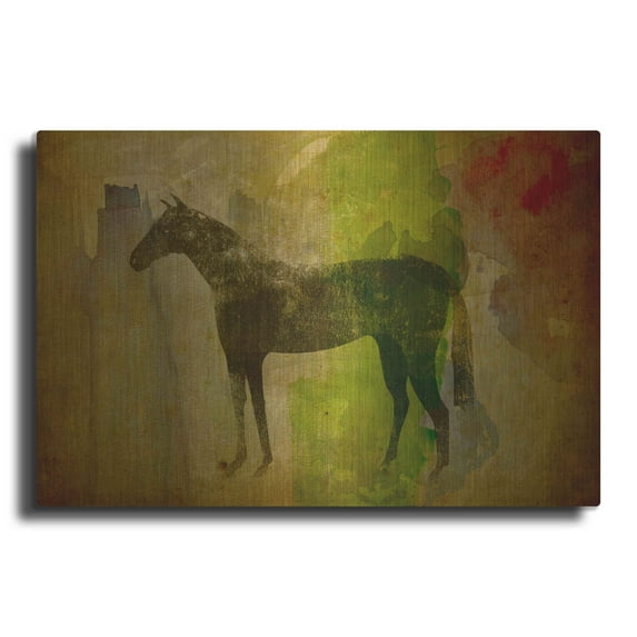 Luxe Metal Art 'Cheval Noir v2' by Ryan Fowler, Metal Wall Art, 24"x16"
