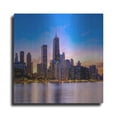 thumbnail image 1 of Luxe Metal Art 'Chicago - Amber Sunset Glow' by Epic Portfolio Metal Wall Art, 12" x 12", 1 of 9