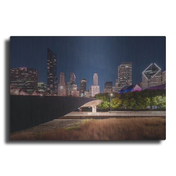 Luxe Metal Art 'Chicago Millennium Bridge 2' by Epic Portfolio Metal Wall Art, 16" x 12"