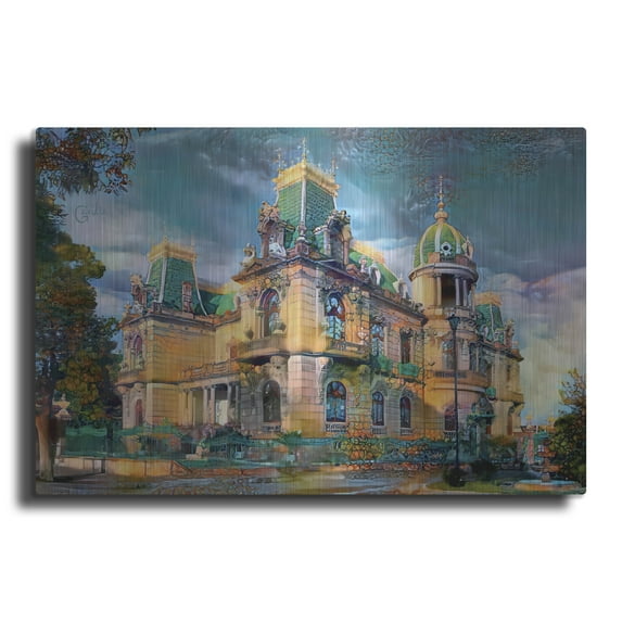 Luxe Metal Art 'Chihuahua Mexico Quinta Gameros' by Pedro Gavidia, Metal Wall Art, 36"x24"
