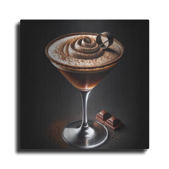 Luxe Metal Art 'Chocolate Martini - Rich And Creamy' by Rey Klimt Metal Wall Art, 12" x 12"