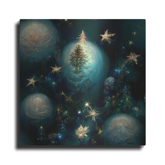 Luxe Metal Art 'Christmas Balls 1' by Tanya Mavric, Metal Wall Art, 24"x24"