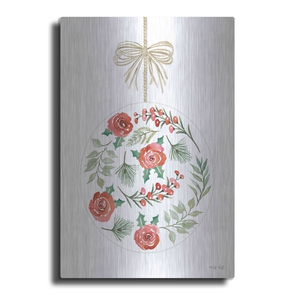 Luxe Metal Art 'Christmas Ornament IV' by Cindy Jacobs, Metal Wall Art, 24"x36"
