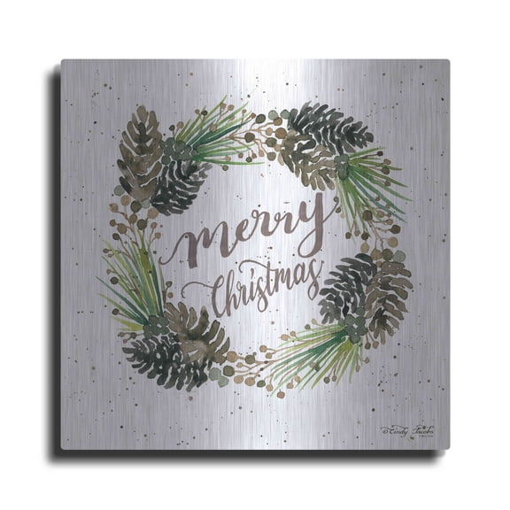 Luxe Metal Art 'Christmas Pinecone Wreath' by Cindy Jacobs, Metal Wall Art, 36"x36"