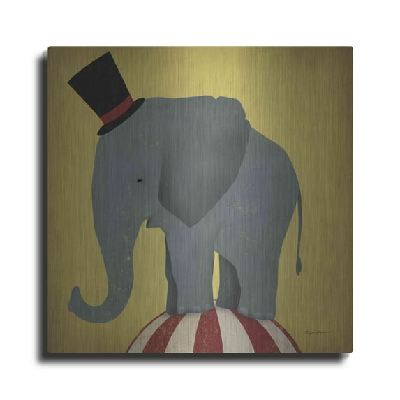 Luxe Metal Art 'Circus Elephant' by Ryan Fowler, Metal Wall Art, 36"x36"