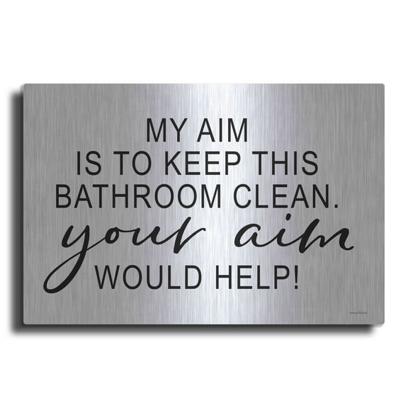 Luxe Metal Art 'Clean Bathroom' by lettered & lined, Metal Wall Art, 24"x16"