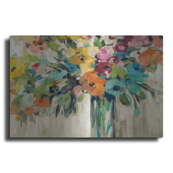 Luxe Metal Art 'Cloud Of Flower Solid C'  by Silvia Vassileva Metal Wall Art, 16" x 12"