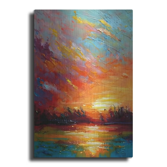 Luxe Metal Art 'Coastal Sunset 4' by Petals Prints Design, Metal Wall Art, 16"x24"
