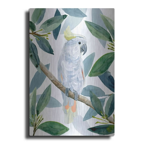 Luxe Metal Art 'Cockatoo Perch I' by Annie Warren, Metal Wall Art, 24"x36"