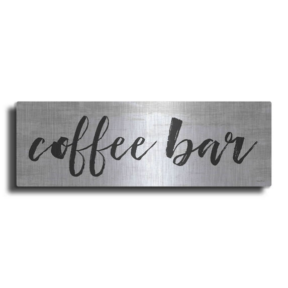 Luxe Metal Art 'Coffee Bar on White' by lettered & lined, Metal Wall Art, 48"x16"