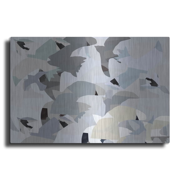 Luxe Metal Art 'Collaged Birds 1'  by Cartissi Metal Wall Art, 24" x 16"